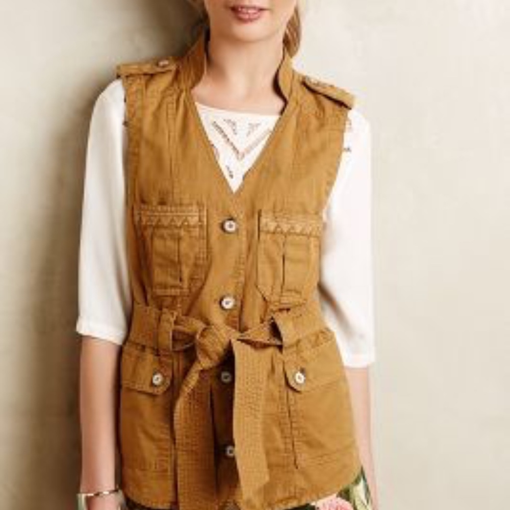 ANTHROPOLOGIE Zuri cotton/linen tie vest/NWT/L